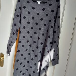 Long Sleeve Sweater Dress with Polka Dots